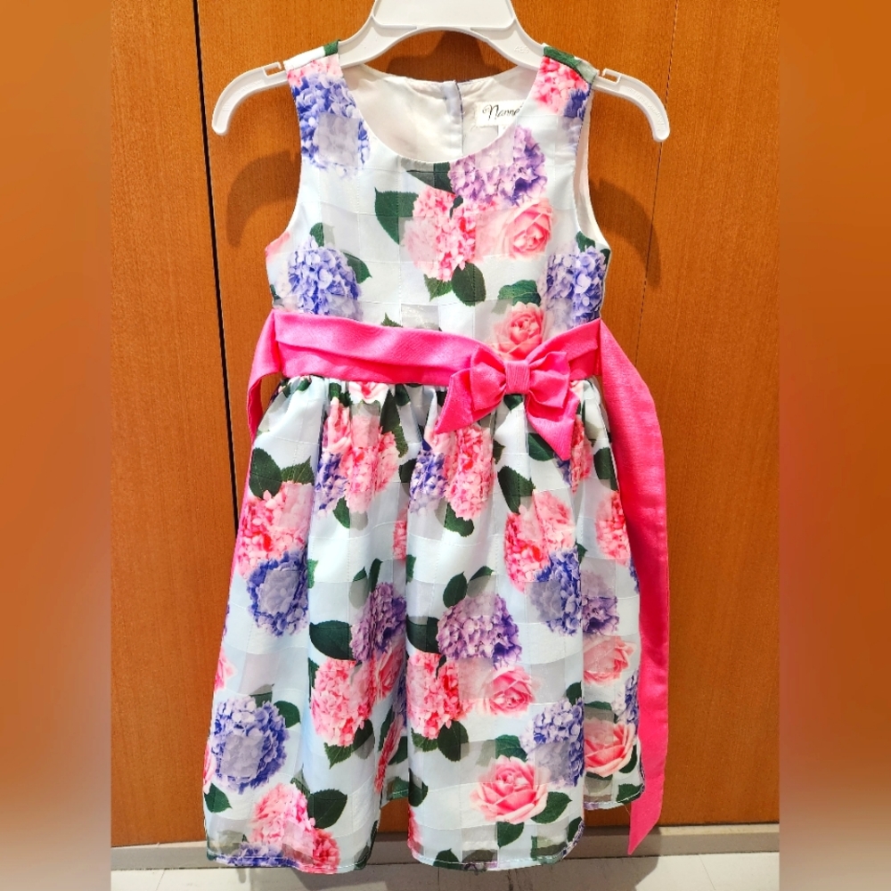 Nanette Girls Printed Jacquard Organza Dress 5T
